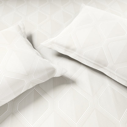 Elegance 100% Cotton Large Bedsheet, 300 TC, Ornate, Cream