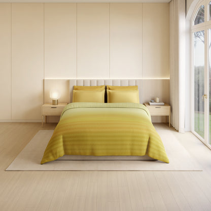 Luxury Loom Impressions 100% Egyptian Cotton Double Quilt, 350 TC, Geometric, Light Yellow