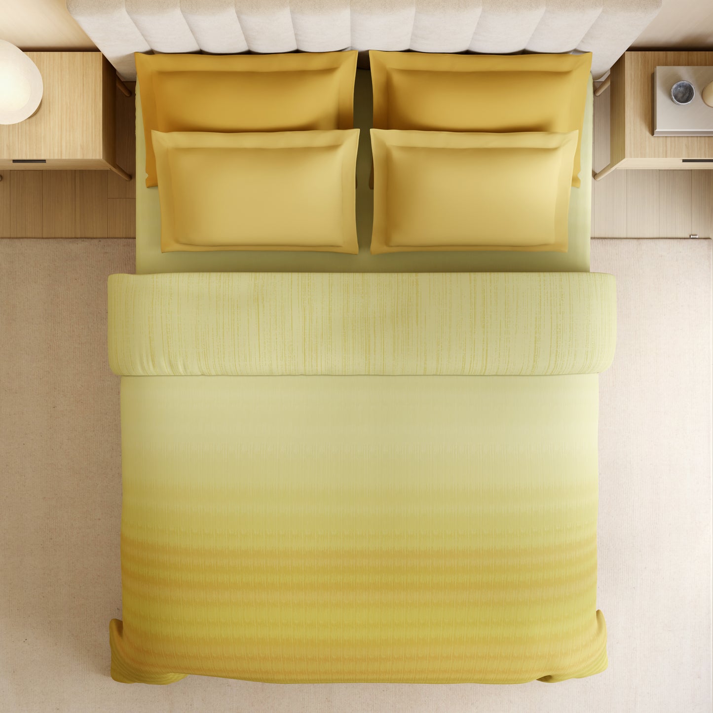 Luxury Loom Impressions 100% Egyptian Cotton Double Quilt, 350 TC, Geometric, Light Yellow