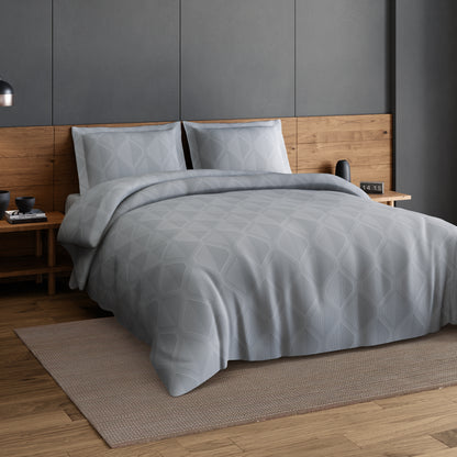 Elegance 100% Cotton Large Bedsheet, 300 TC, Geometric, Grey