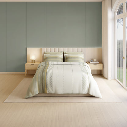 Luxury Loom Impressio 100% Egyptian Cotton Large Bedsheet, 350 TC, Embroidered, Cream