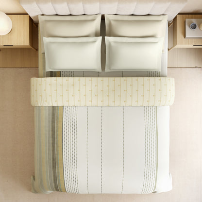 Luxury Loom Impressions 100% Egyptian Cotton Double Quilt, 350 TC, Geometric, Cream