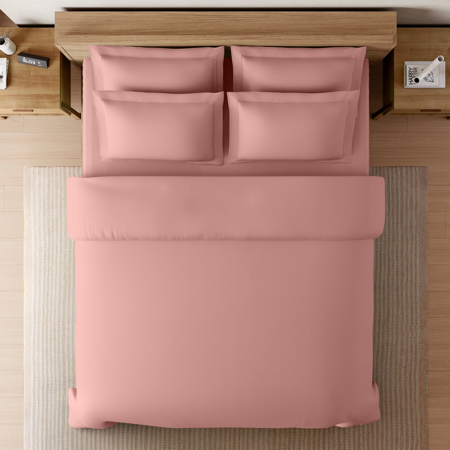Solid Blush Solid King Size Bedsheet - Eminence By Spaces