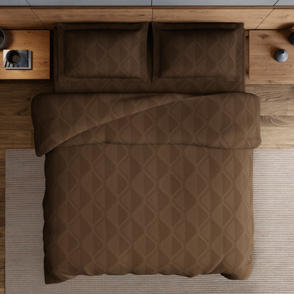 Elegance 100% Cotton Large Bedsheet, 300 TC, Geometric, Dark Brown