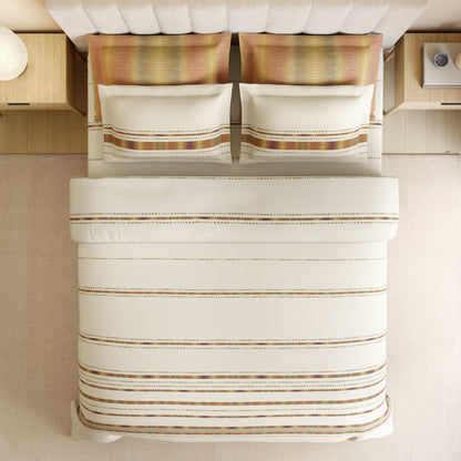 Luxury Loom Impressio 100% Egyptian Cotton Large Bedsheet, 350 TC, Embroidered, Beige