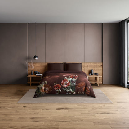 Elegance Noir 100% Cotton Double Quilt, 210TC, Floral, Dark Brown