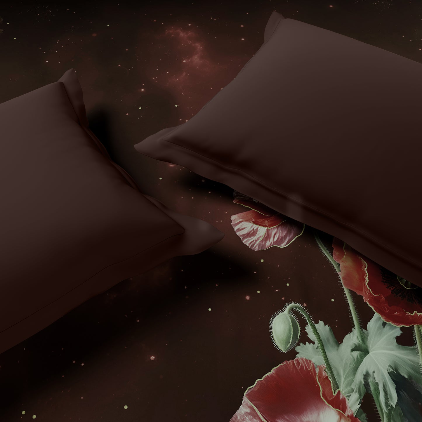 Elegance Noir 100% Cotton Double Quilt, 210TC, Floral, Dark Brown