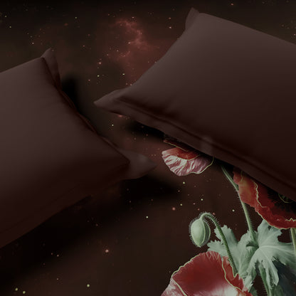 Elegance Noir 100% Cotton Double Quilt, 210TC, Floral, Dark Brown