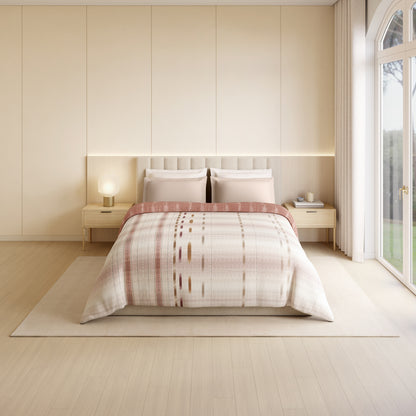 Luxury Loom Impressions 100% Egyptian Cotton Double Quilt, 350 TC, Geometric, Light Blush