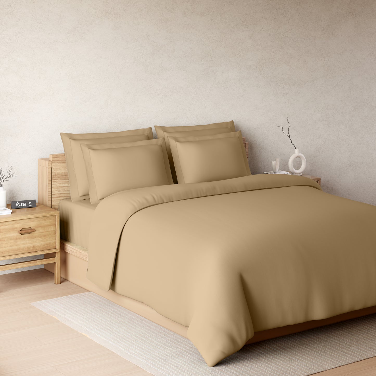 Solid Beige Solid King Size Bedsheet - Eminence By Spaces
