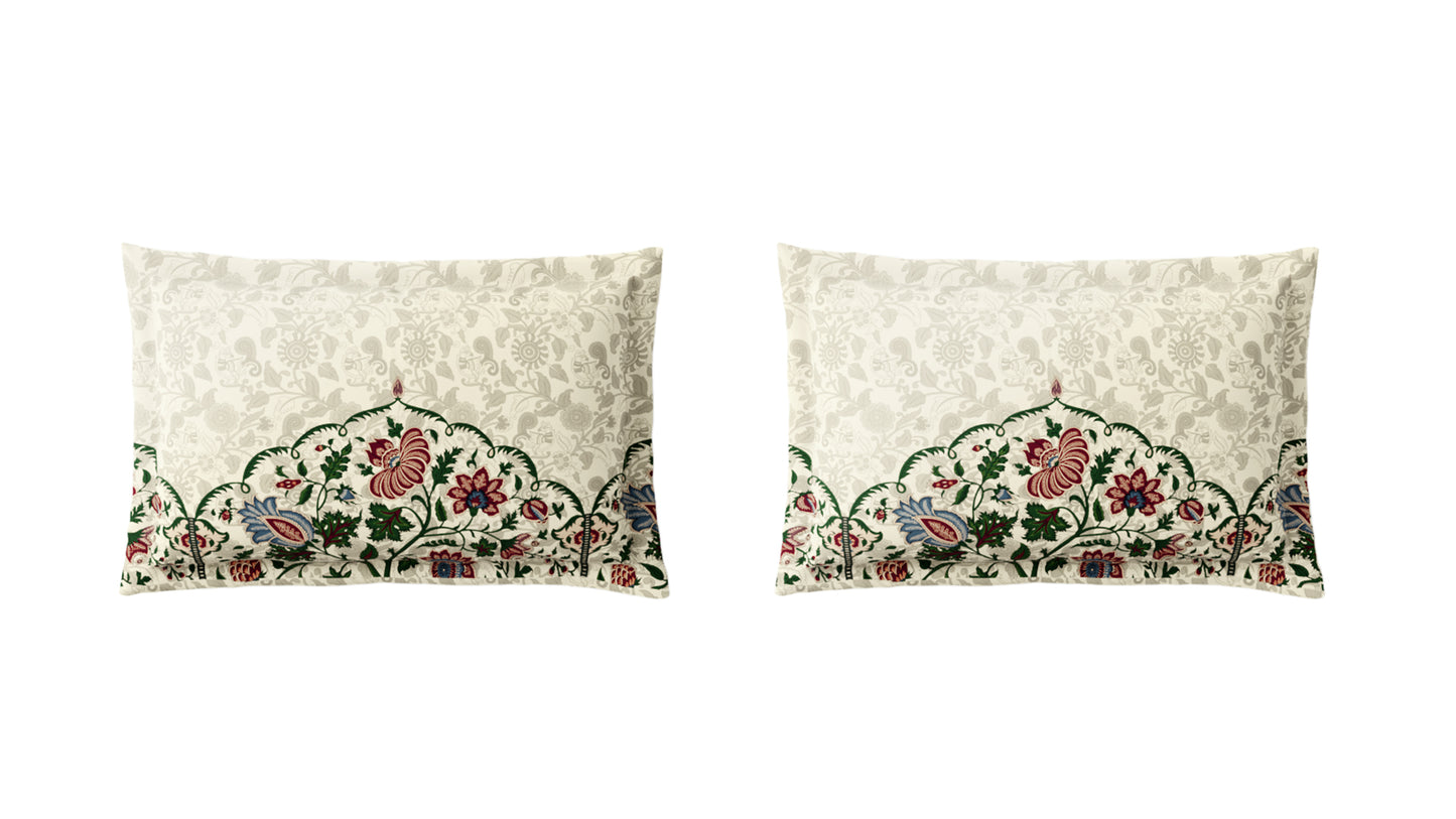 Rangana Shubha, 100% Cotton Large Bedsheet, 300 TC, Floral, Sylvian Green