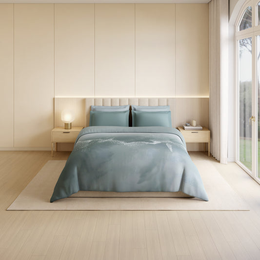 Luxury Alive 100% Cotton Double Quilt, 300 TC, Abstract, Light Teal