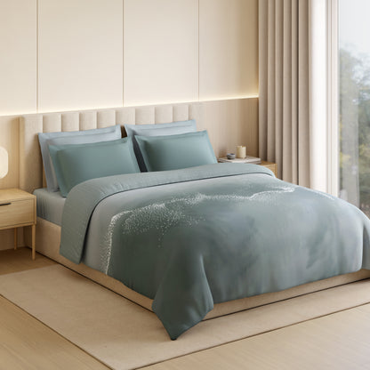 Luxury Alive 100% Cotton Double Quilt, 300 TC, Abstract, Light Teal