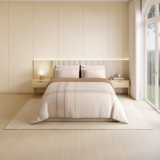 Luxury Loom Impressions 100% Egyptian Cotton Double Quilt, 350 TC, Geometric, Light Blush