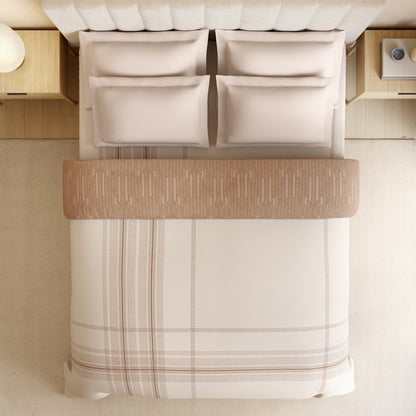 Luxury Loom Impressions 100% Egyptian Cotton Double Quilt, 350 TC, Geometric, Light Blush