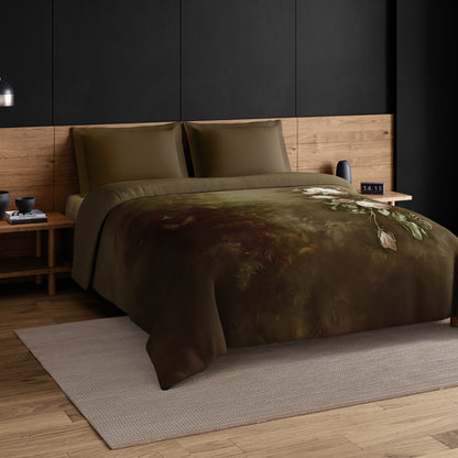 Elegance Noir 100% Cotton Double Quilt, 210TC, Floral, Brown