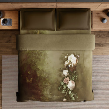 Elegance Noir 100% Cotton Double Quilt, 210TC, Floral, Brown