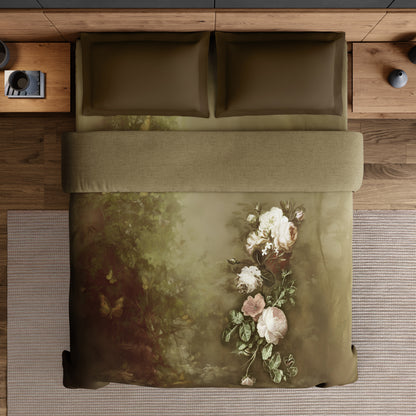 Elegance Noir 100% Cotton Double Quilt, 210TC, Floral, Brown