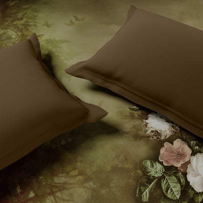 Elegance Noir 100% Cotton Double Quilt, 210TC, Floral, Brown