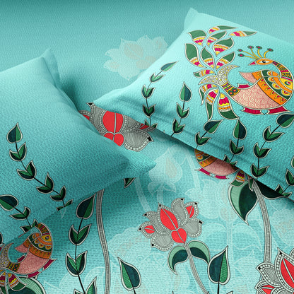 Rangana Shubha, 100% Cotton Large Bedsheet, 300 TC, Floral, Tibetan Stone