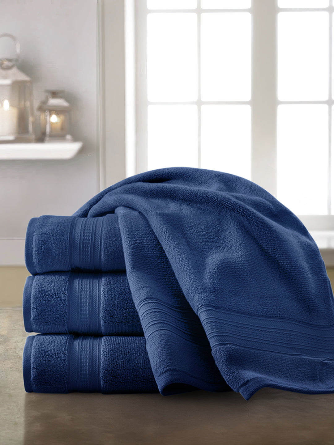 Opulent 100% Cotton Bath Towel, 550 GSM, Solid, Dark Blue