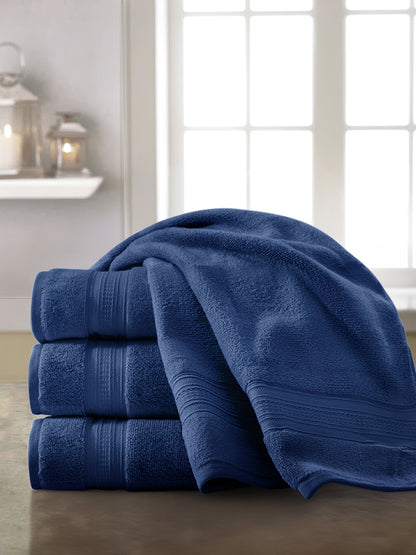 Opulent 100% Cotton Bath Towel, 550 GSM, Solid, Dark Blue