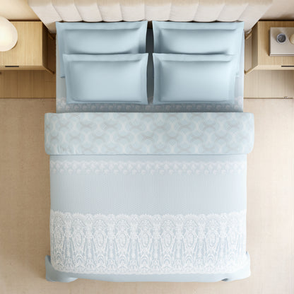 Luxury Alive 100% Cotton Double Quilt, 300 TC, Ornate, Light Aqua