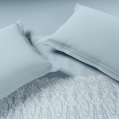 Luxury Alive 100% Cotton Double Quilt, 300 TC, Ornate, Light Aqua