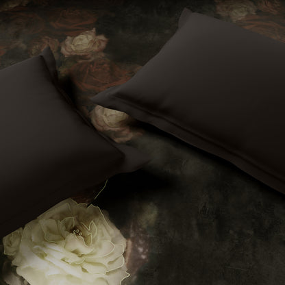 Elegance Noir 100% Cotton Double Quilt, 210TC, Floral, Dark Brown