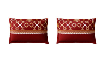 Rangana Shubha, 100% Cotton Large Bedsheet, 300 TC, Ornate, Rhythmic Red
