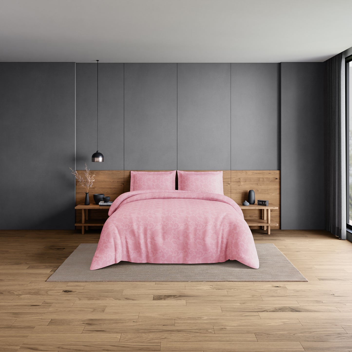 Elegance 100% Cotton Large Bedsheet, 300 TC, Floral, Blush