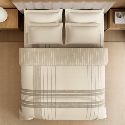 Luxury Loom Impressions 100% Egyptian Cotton Double Quilt, 350 TC, Geometric, Cream