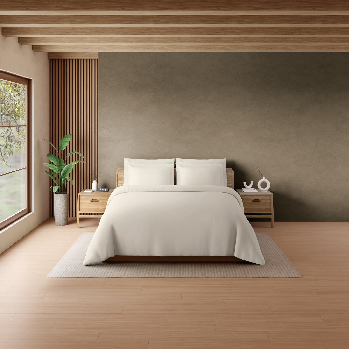 Solid Ivory Solid King Size Bedsheet - Eminence By Spaces