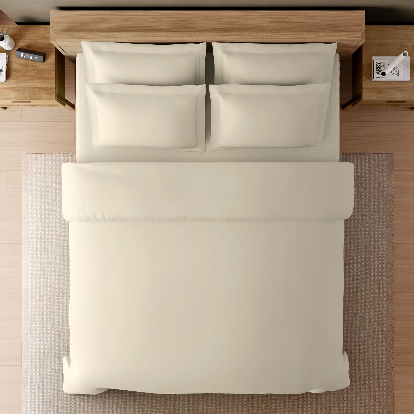 Solid Ivory Solid King Size Bedsheet - Eminence By Spaces