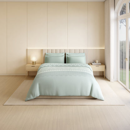 Luxury Alive 100% Cotton Double Quilt, 300 TC, Floral, Light Aqua