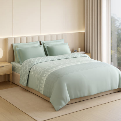 Luxury Alive 100% Cotton Double Quilt, 300 TC, Floral, Light Aqua