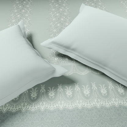 Luxury Alive 100% Cotton Double Quilt, 300 TC, Floral, Light Aqua