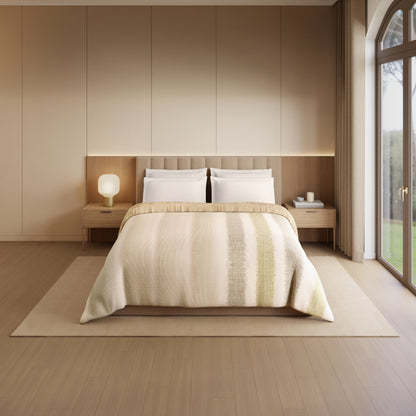 Luxury Loom Impressions 100% Egyptian Cotton Double Quilt, 350 TC, Geometric, Beige