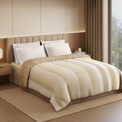 Luxury Loom Impressions 100% Egyptian Cotton Double Quilt, 350 TC, Geometric, Beige