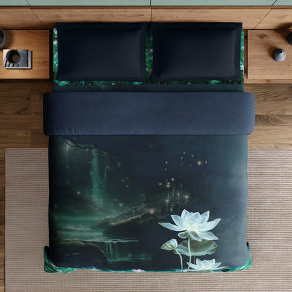 Elegance Noir 100% Cotton Double Quilt, 210TC, Floral, Dark Blue