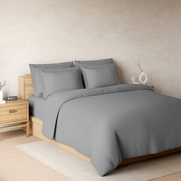 Solid Dark Grey Solid King Size Bedsheet - Eminence By Spaces