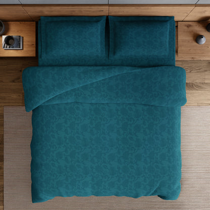 Elegance 100% Cotton Large Bedsheet, 300 TC, Floral, Dark Blue