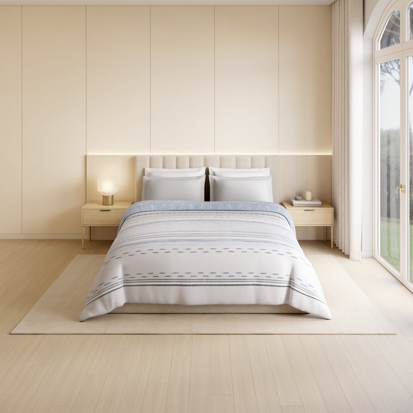 Luxury Alive 100% Cotton Double Quilt, 300 TC, Floral, Light Grey