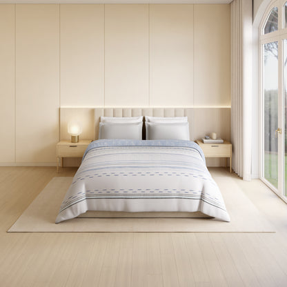 Luxury Alive 100% Cotton Double Quilt, 300 TC, Floral, Light Grey