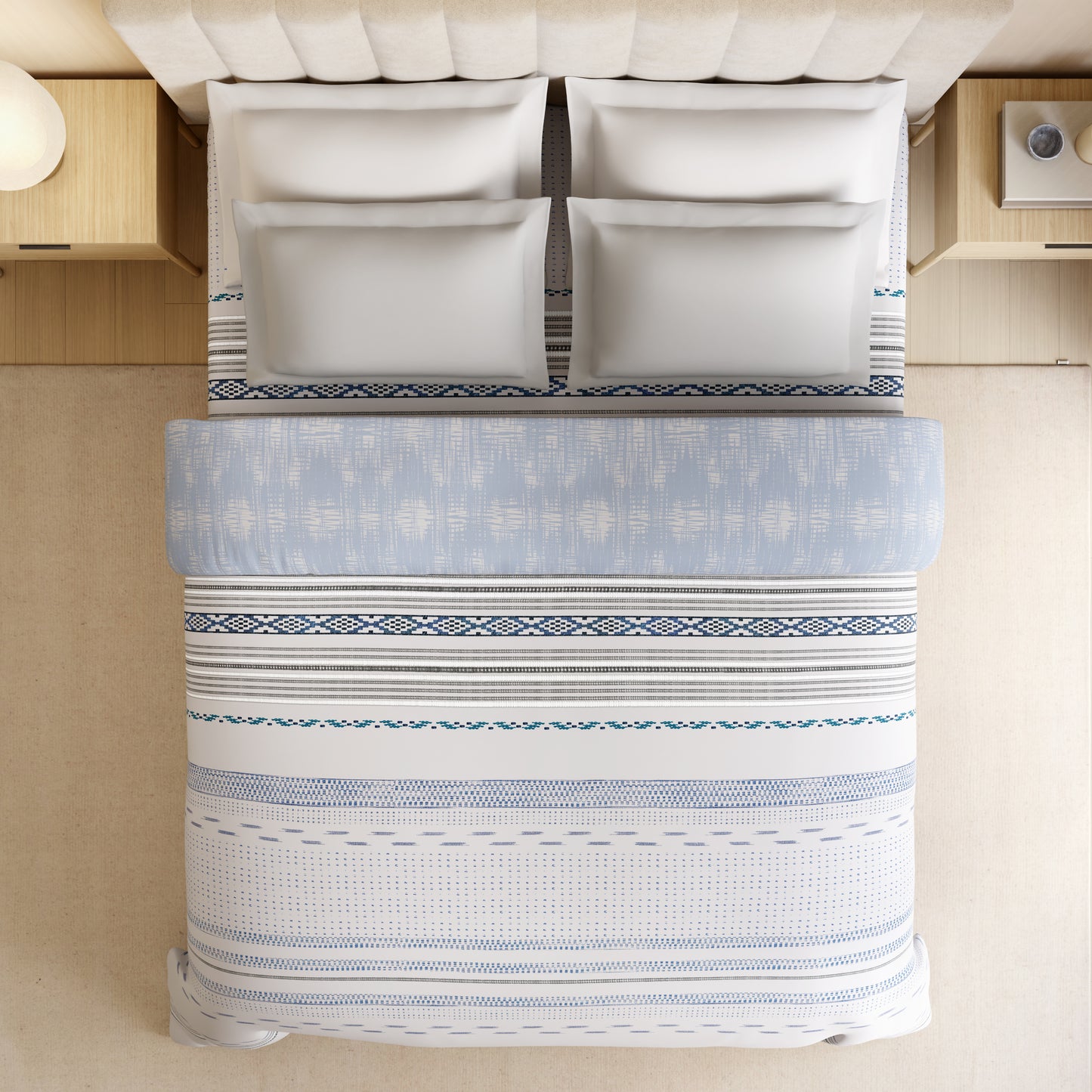 Luxury Alive 100% Cotton Double Quilt, 300 TC, Floral, Light Grey