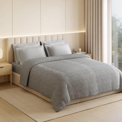 Luxury Loom Impressions 100% Egyptian Cotton Double Quilt, 350 TC, Geometric, Light Grey
