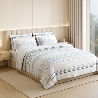 Luxury Loom Impressio 100% Egyptian Cotton Large Bedsheet, 350 TC, Embroidered, Light Grey