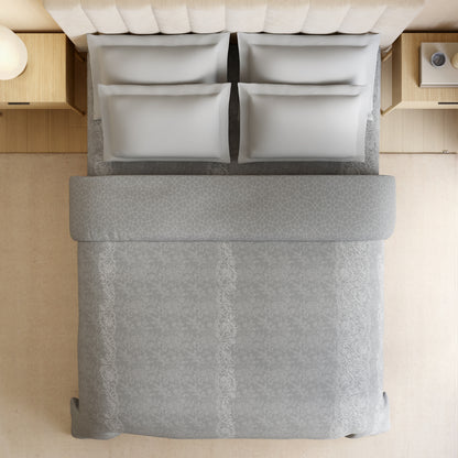 Luxury Loom Impressions 100% Egyptian Cotton Double Quilt, 350 TC, Geometric, Light Grey