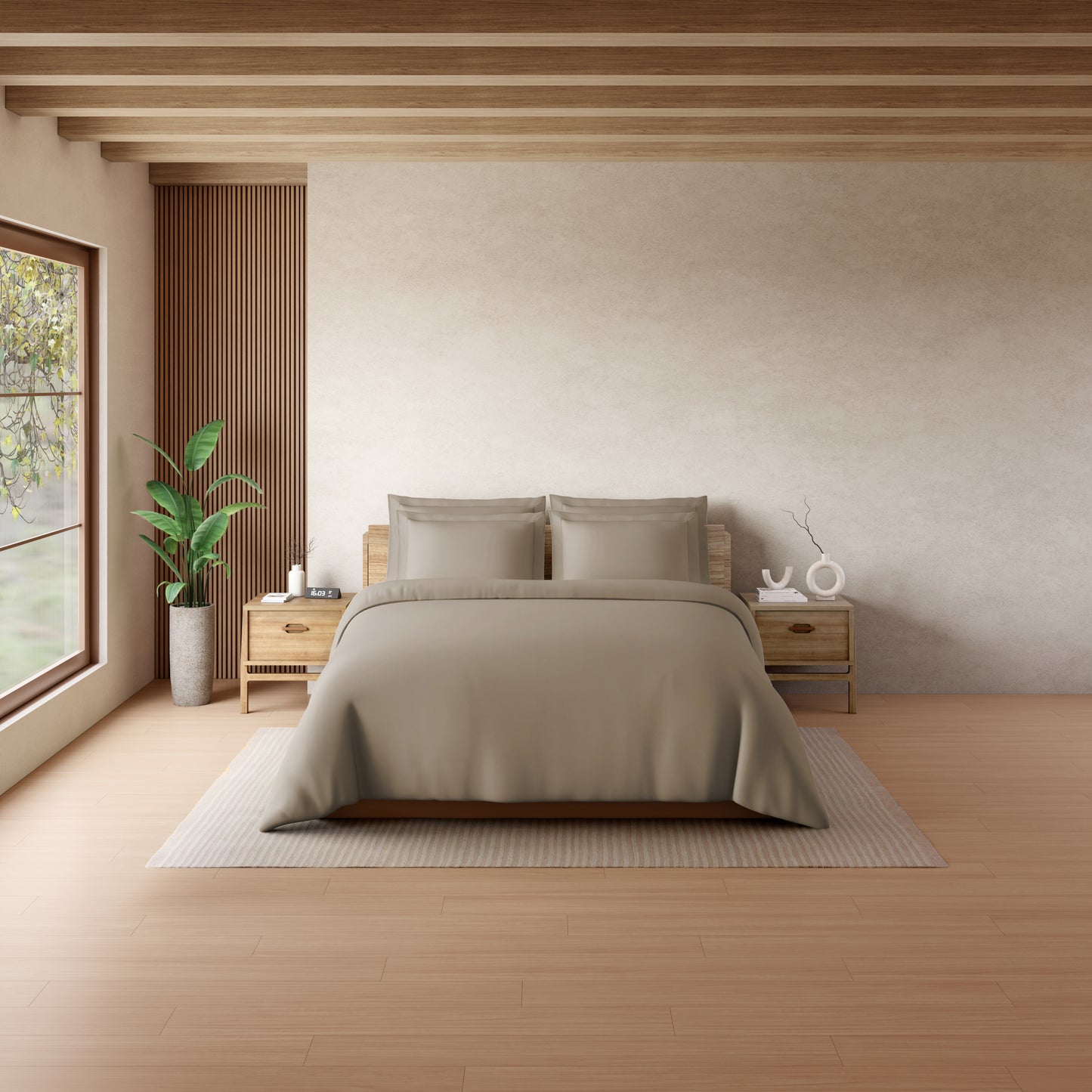 Solid Brown Solid King Size Bedsheet - Eminence By Spaces