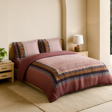 Shubha 100% Cotton Large Bedsheet, 300 TC, Ornate, Heavenly Pink